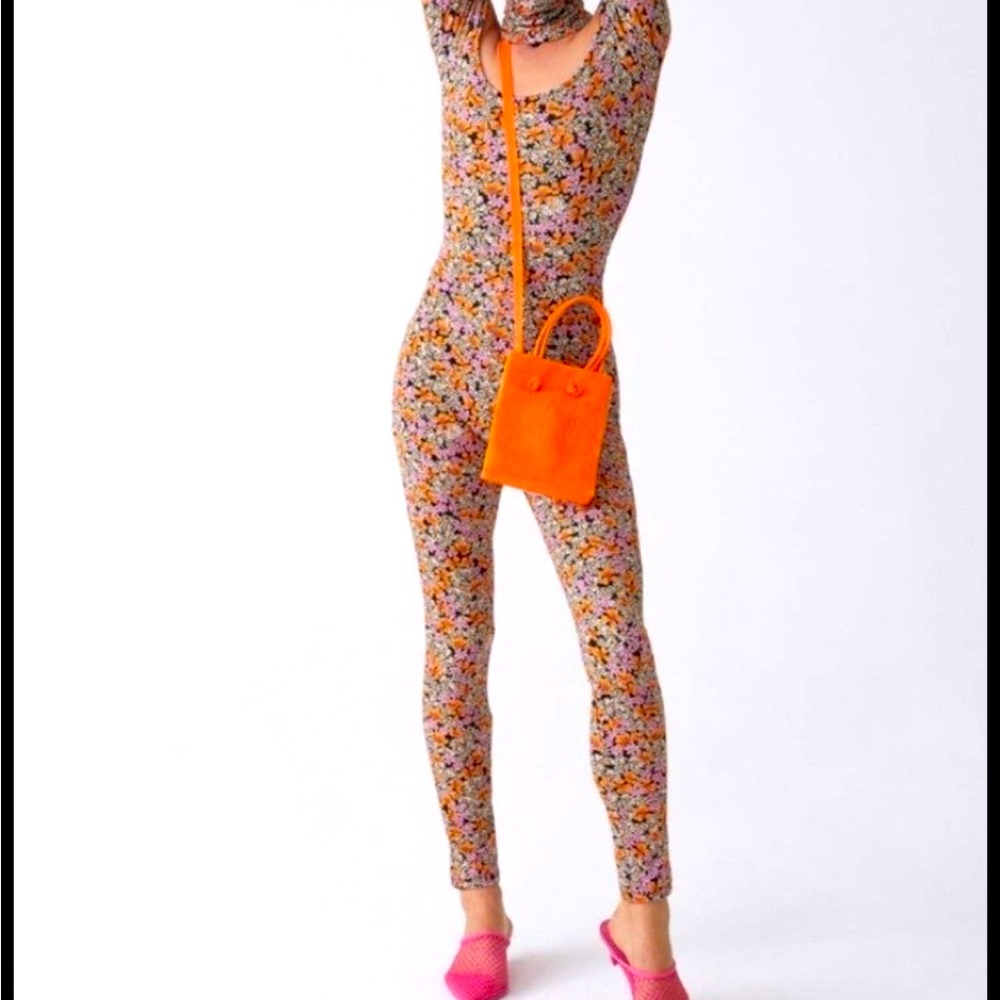 Zara Purple Magazine Printed Jumpsuit Size Medium